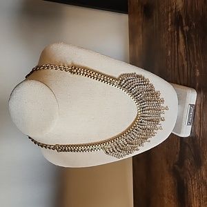 Stella And Dot Shaggy Chain Jewels Statement Necklace Silver Gold Rhinestone